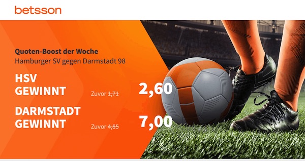 Betsson erhöht Quote HSV Darmstadt