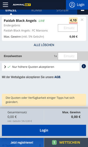 Admiral Bet App Mobile Livewetten
