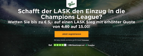 Mr Green Quotenboost FC Brügge LASK