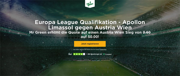Mega-Quote Apollon Limassol - Austria Wien Europa League Wetten