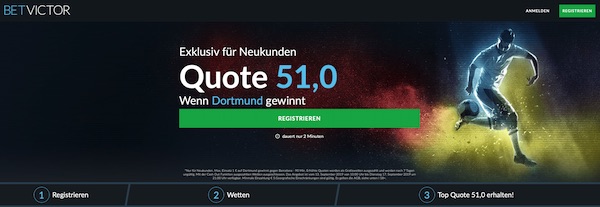 BetVictor Quotenboost Dortmund gewinnt in Frankfurt