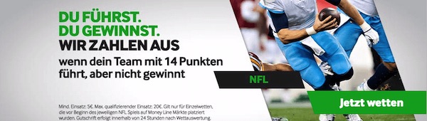 Betway NFL Auszahlung nach Führung