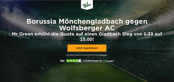 Mr Green Borussia Mönchengladbach WAC Quotenboost