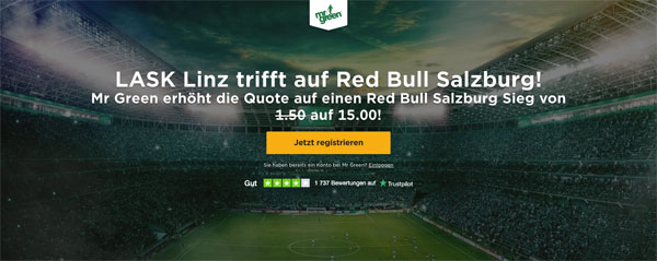 LASK Salzburg Wetten verbesserte Quote Mr Green