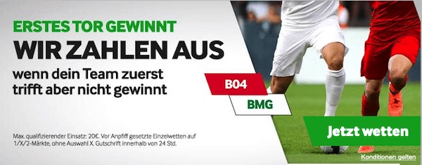 Betway Bayer Leverkusen Borussia Mönchengladbach Erstes Tor zahlt aus
