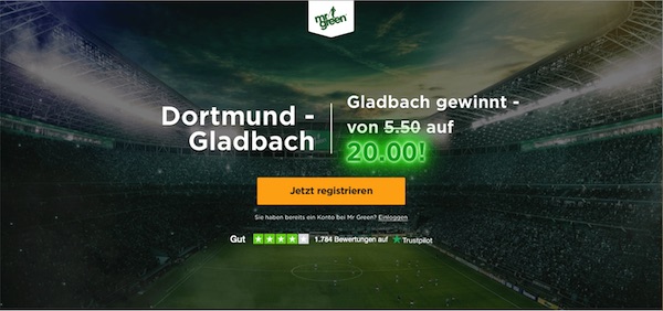 Mr Green DFB Pokal BVB BMG Quotenboost 