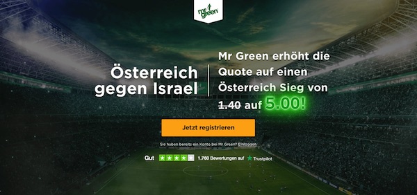 Mr Green Österreich Israel verbesserte Quote