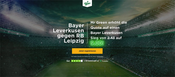 Erhöhte Wettquote Leverkusen Leipzig Mr Green