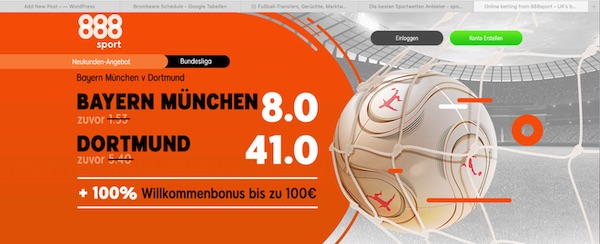 888sport FC Bayern München Borussia Dortmund Quotenboost wetten