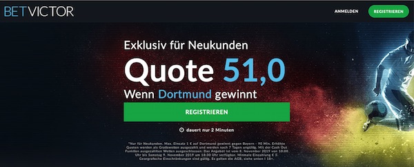 BetVictor Bayern München Borussia Dortmund Quotenboost wetten