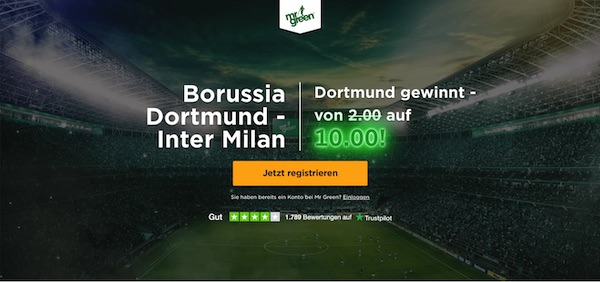 Mr Green BVB Inter Quotenboost wetten