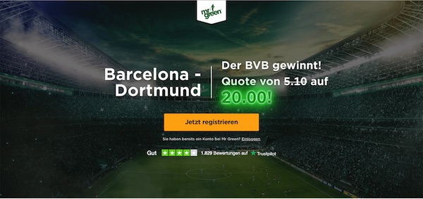 Mr Green Barcelona Borussia Dortmund Quotenboost