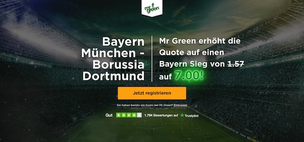 Mr Green FCB BVB Quotenboost wetten