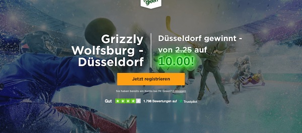 Mr Green Grizzly Wolfsburg Düsseldorf Quotenboost wetten