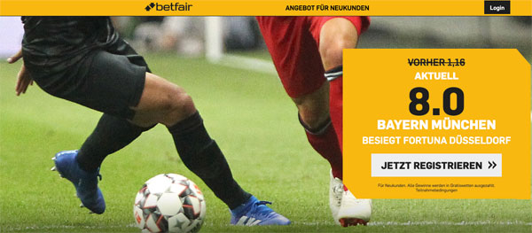 betfair verbesserte Quote Düsseldorf - Bayern Wetten