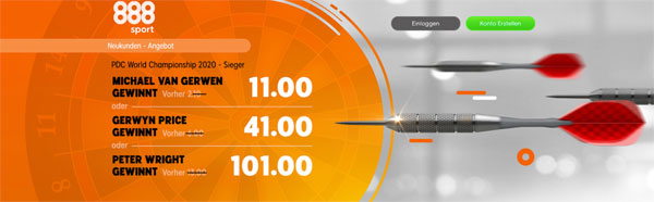 888sport Topquoten Dart WM 2020 Sieger Wetten