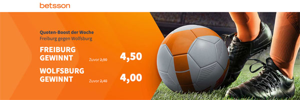 betsson verbesserte Quoten Freiburg - Wolfsburg Wetten