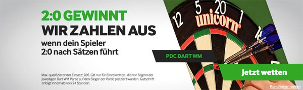 Betway Auszahlung bei 2:0 Führung Darts WM 2021