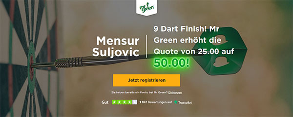 Mr Green Suljovic Nine Darter Wetten Doppelte Quote