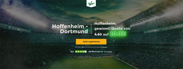 Mr Green erhöhte Quote Hoffenheim besiegt Dortmund