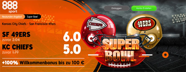 888sport San Francisco - Kansas City Super Bowl LIV Top Quoten