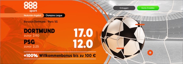 888sport Borussia Dortmund Paris SG Quotenboost wetten
