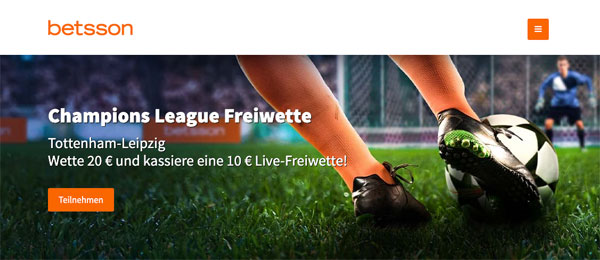 Betsson Live-Freebet Tottenham - Leipzig Wetten