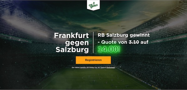 Mr Green Frankfurt Salzburg erhöhte Quote wetten