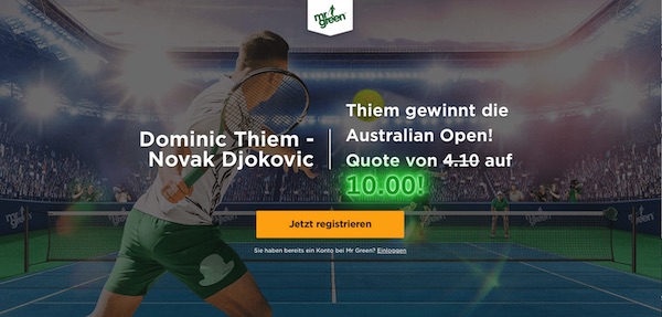 Mr Green Thiem Djokovic Quotenboost wetten