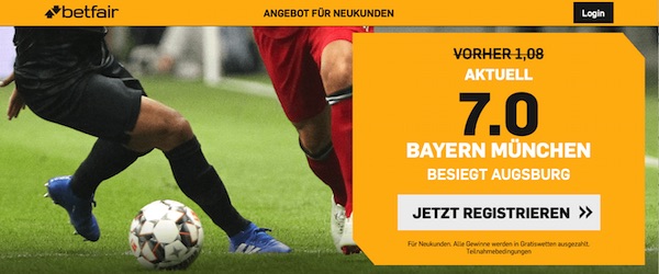 Betfair Bayern Augsburg erhöhte Quote wetten
