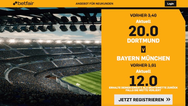 Betfair BVB FCB gesteigerte Quoten wetten