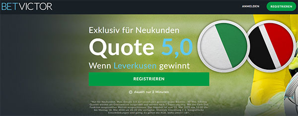 BetVictor erhöhte Quote Bremen Leverkusen Wetten