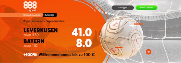 888sport Bayer Leverkusen Bayern München erhöhte Quoten Wetten