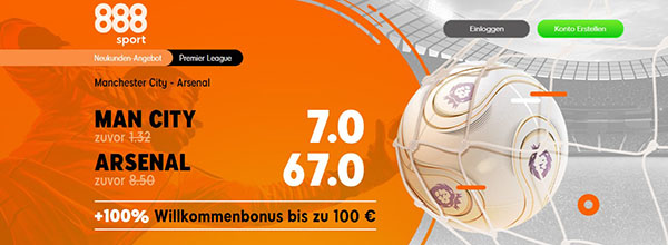888sport verbesserte Quoten Man City Arsenal Wetten