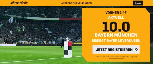 Betfair B04 Bayern München verbesserte Quote wetten