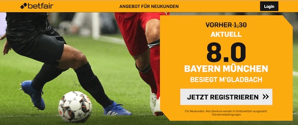 Betfair Bayern Gladbach verbesserte Quote wetten