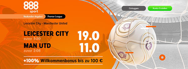 888sport erhöhte Quoten Leicester Manchester United