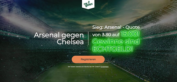 Mr Green verbesserte Quote Arsenal Sieg FA Cup Finale