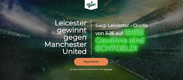 Mr Green Topquote Leicester besiegt Manchester United