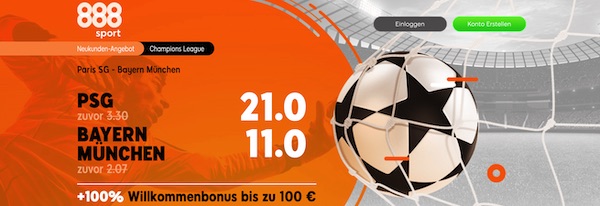 888sport Champions League Finale 2020 verbesserte Wettquoten