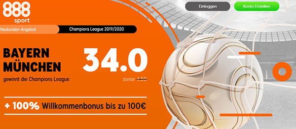 888sport verbesserte Quote CL-Sieg Bayern München