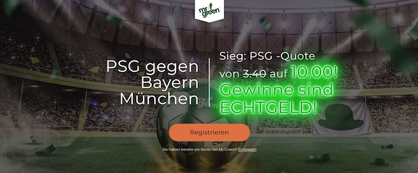 Mr Green PSG gesteigerte Quote