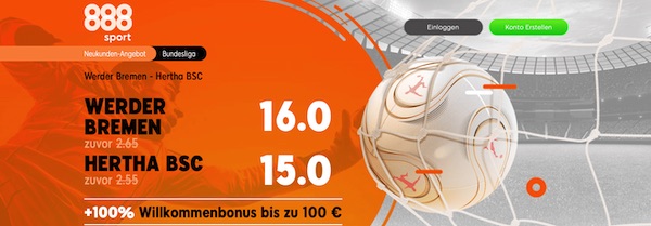888sport Werder Bremen Hertha BSC Vorschau erhöhte Wettquoten