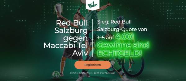 Mr Green verbesserte Wettquote Salzburg besiegt Maccabi Titel Aviv