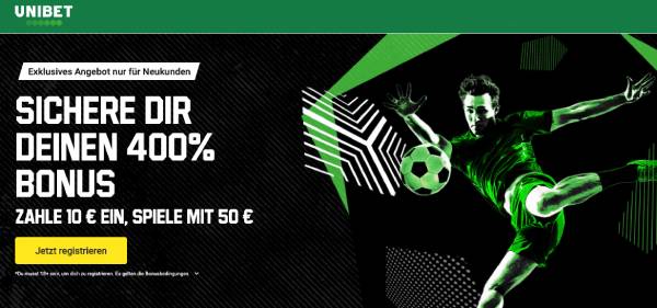Unibet 400 Prozent Extra Guthaben