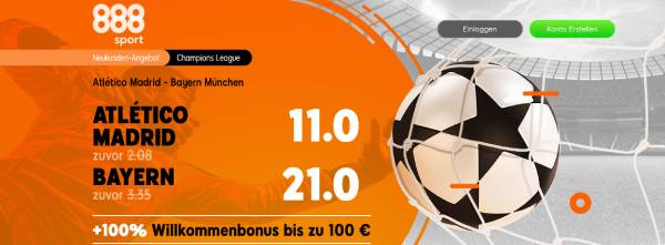 888sport Atletico Madrid Bayern München verbesserte Wettquoten