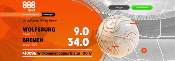 888sport Wolfsburg Werder Bremen erhöhte Quote wetten