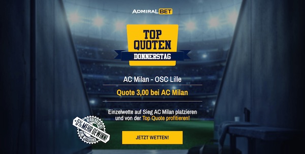 Admiralbet AC Milan Lille Wetten erhöhte Quote