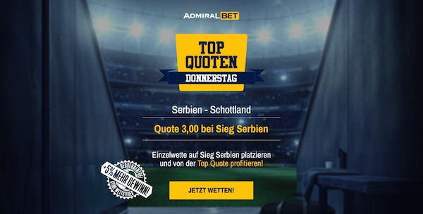 Admiralbet Serbien Schottland erhöhte Quote wetten Vorschau