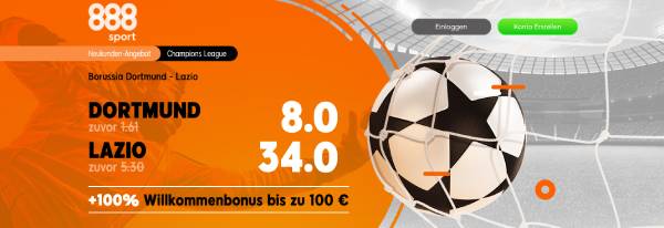 888sport verbesserte Quoten BVB Lazio